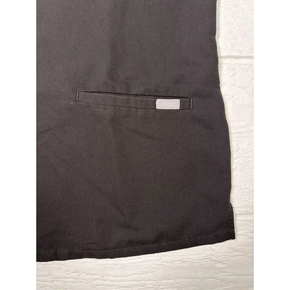 FIGS Womens Casma Three Pocket Scrub Top Black Small V-Neck Medical - Picture 4 of 11